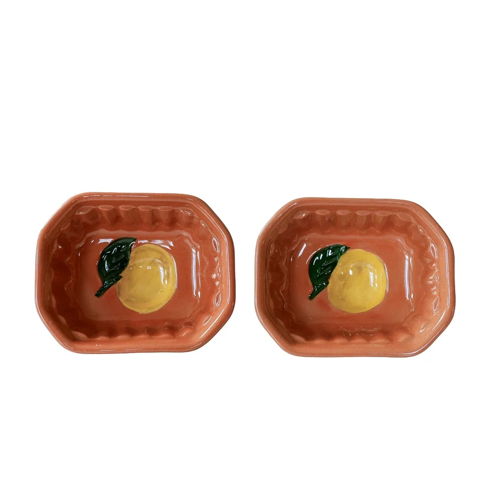 VTG Stangl Pottery Lemon Fruit Jello Pudding Molds Set 2 Cottage Farmhouse Bowl